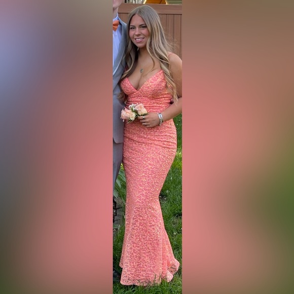 orange/salmon color Prom Dress - Picture 3 of 5